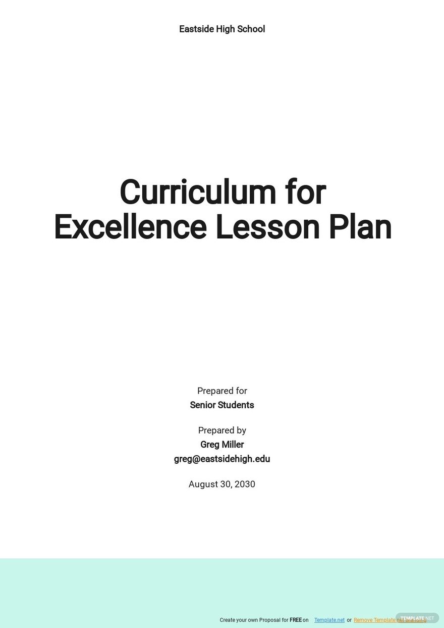 Curriculum for Excellence Lesson Plan Template
