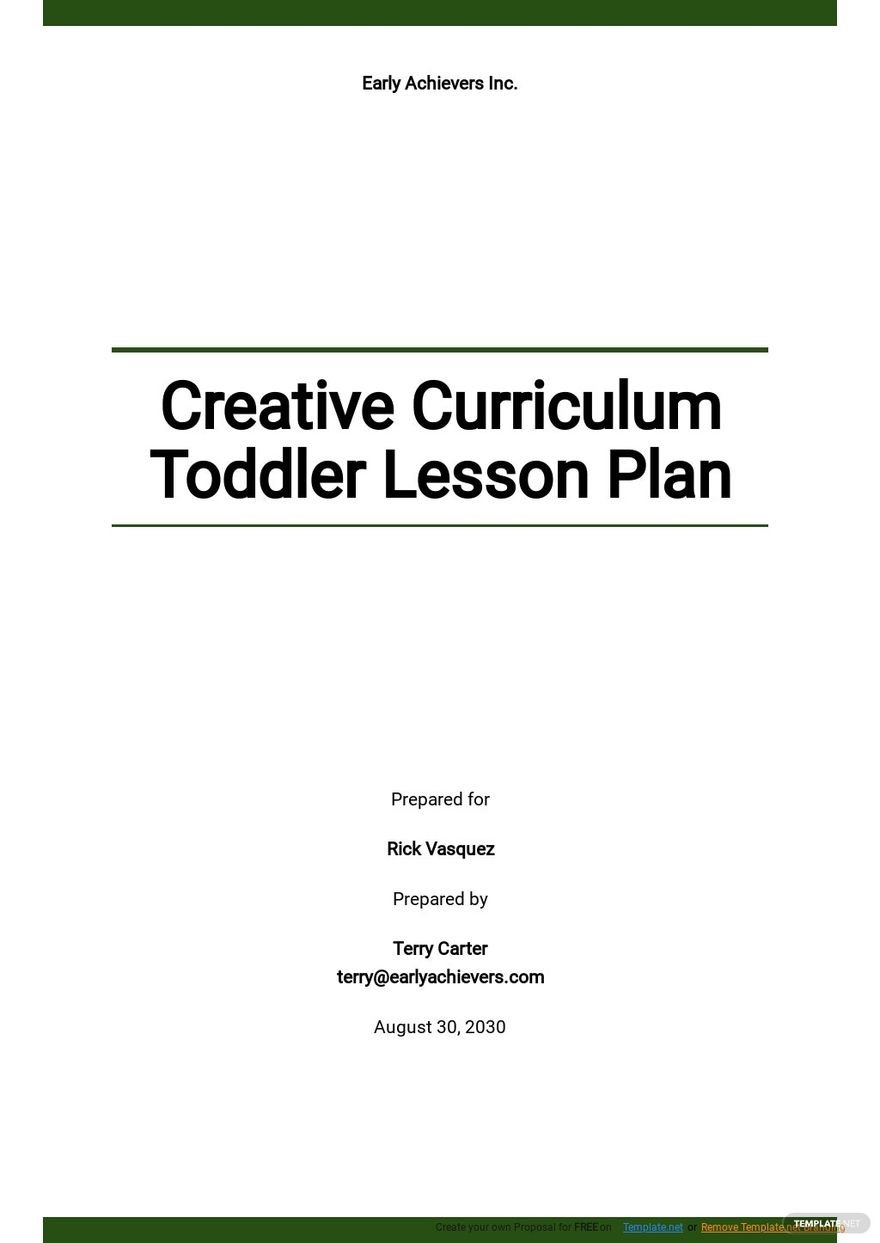 Free Creative Curriculum Toddler Lesson Plan Template