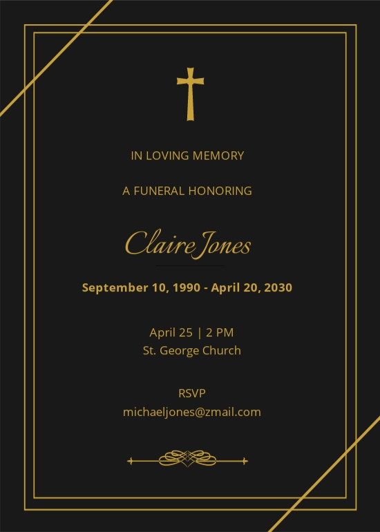 Free Simple Digital Funeral Invitation Template