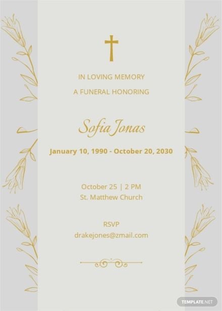 Free Elegant Digital Funeral Invitation Template