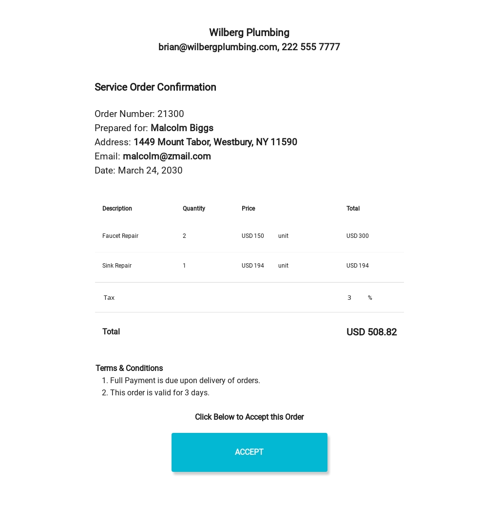 FREE Customer Order Confirmation Template - PDF | Word (DOC) | Excel ...