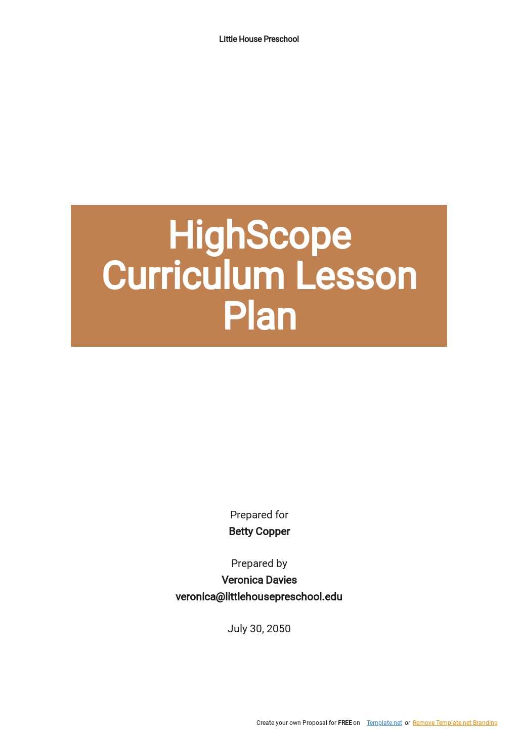 High Scope Curriculum Lesson Plan Template