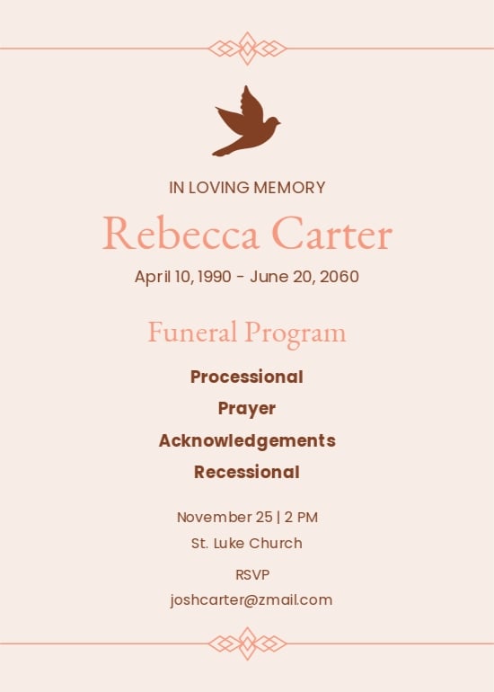 Catholic Funeral Template in Google Docs
