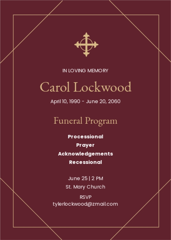 Elegant Funeral Church Program Template