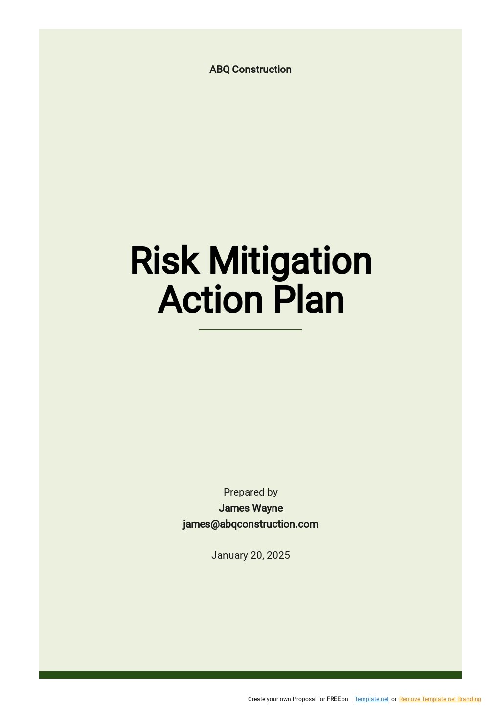 Risk Mitigation Action Plan Template