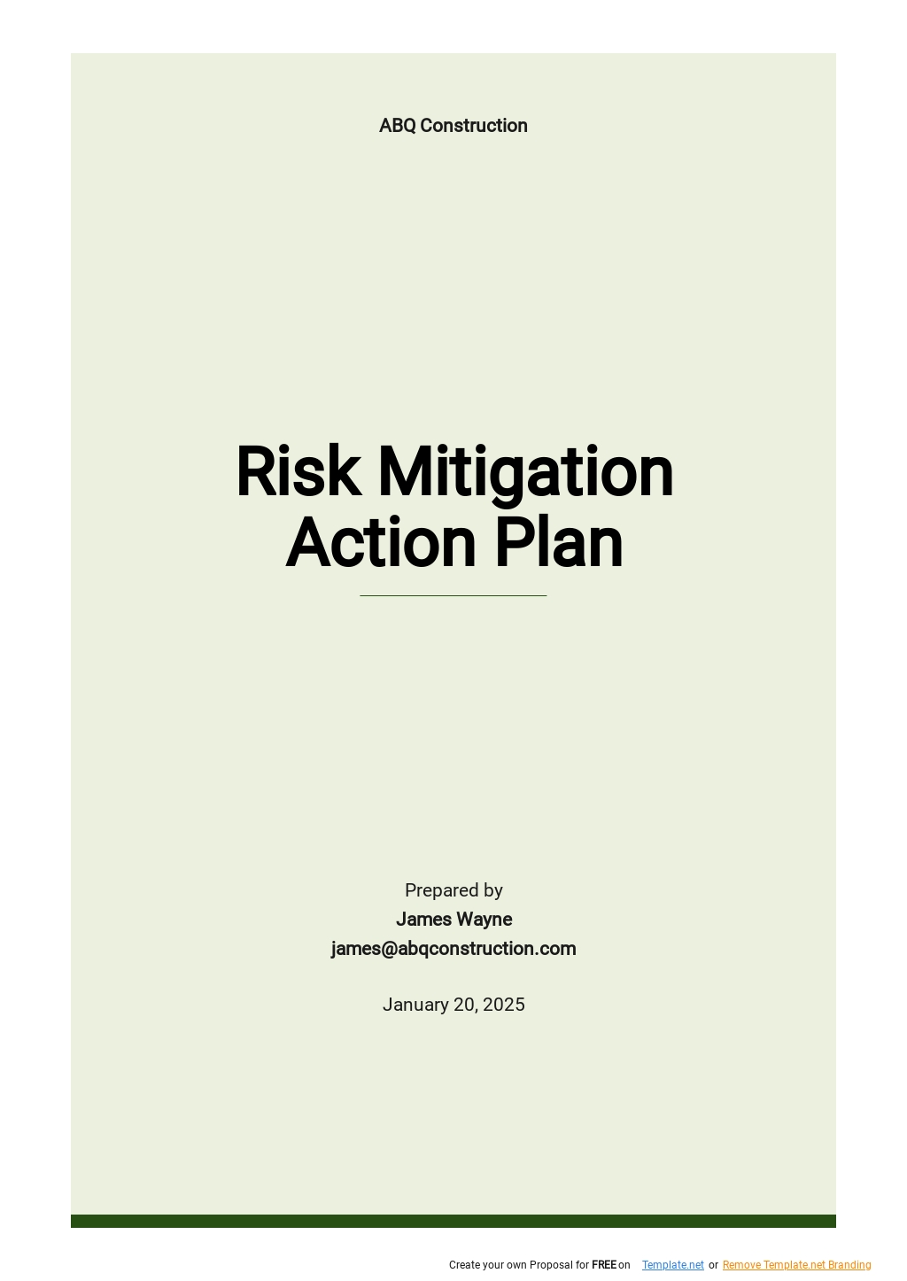 Safety Mitigation Plan Template