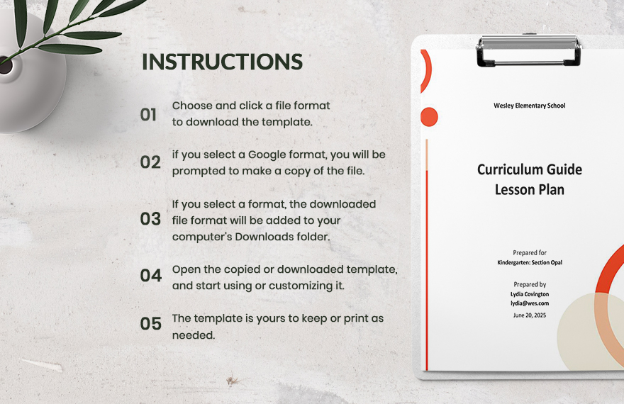 Curriculum Guide Lesson Plan Template
