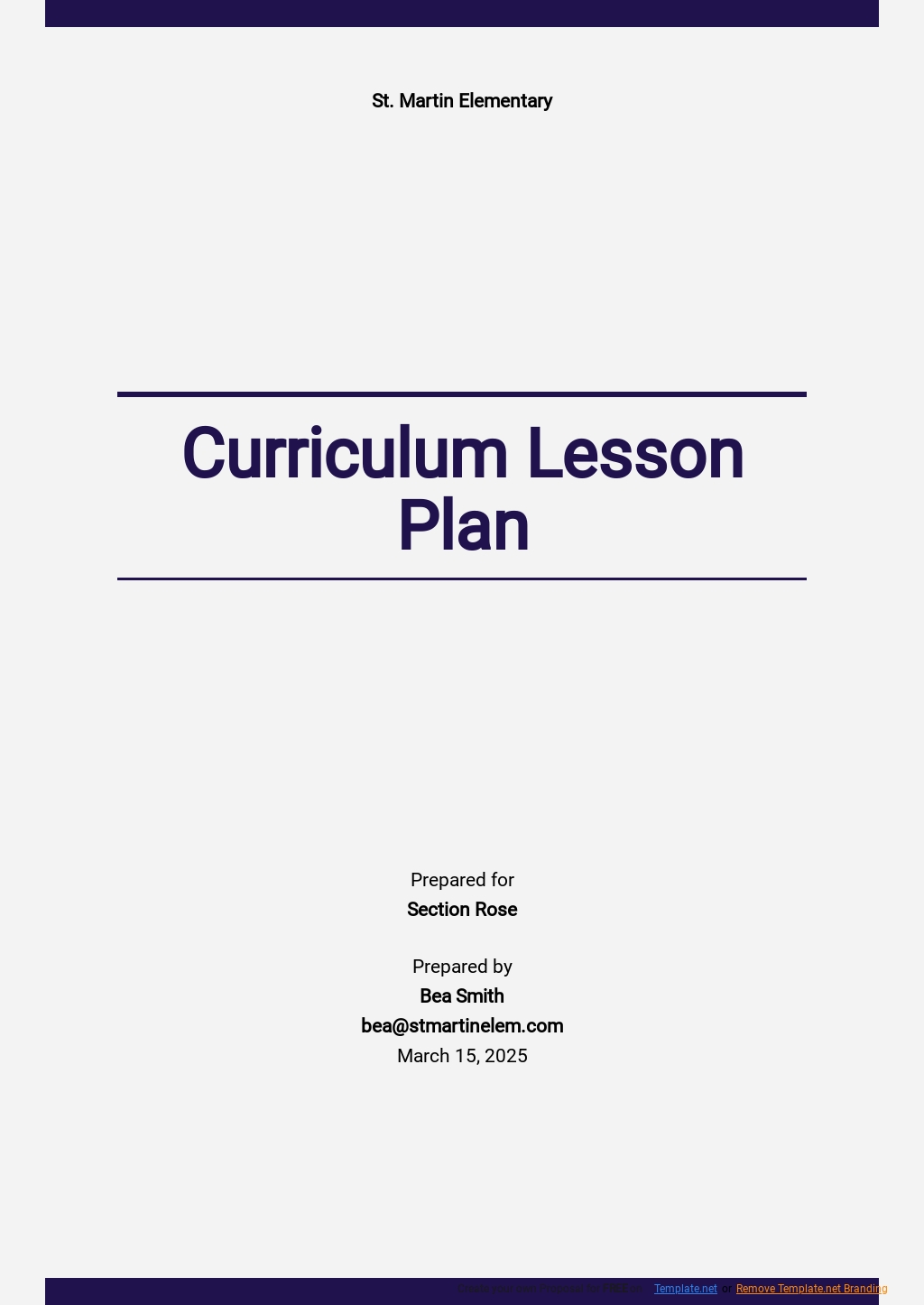 Curriculum Lesson Plan