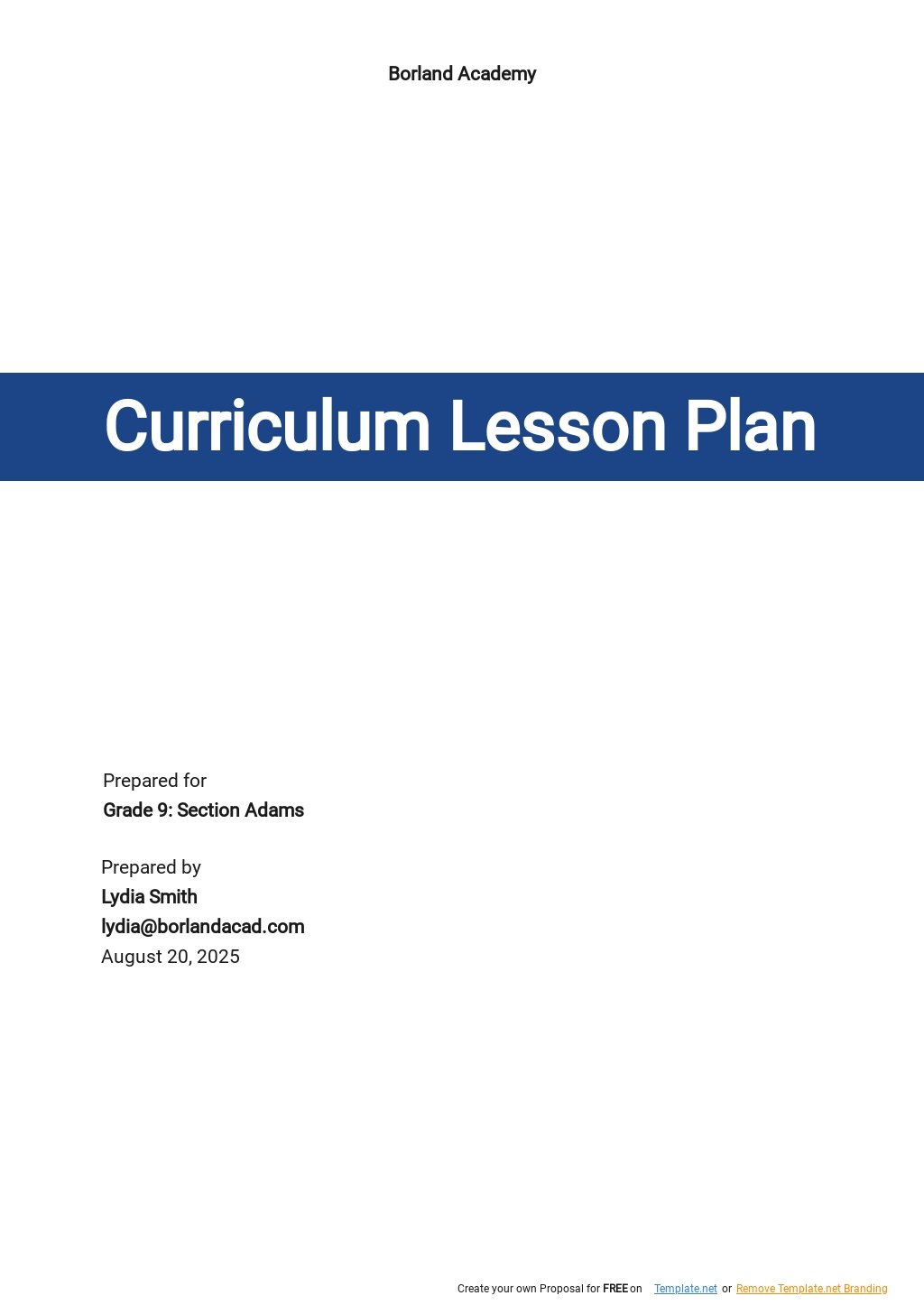 Free Simple Curriculum Lesson Plan Template