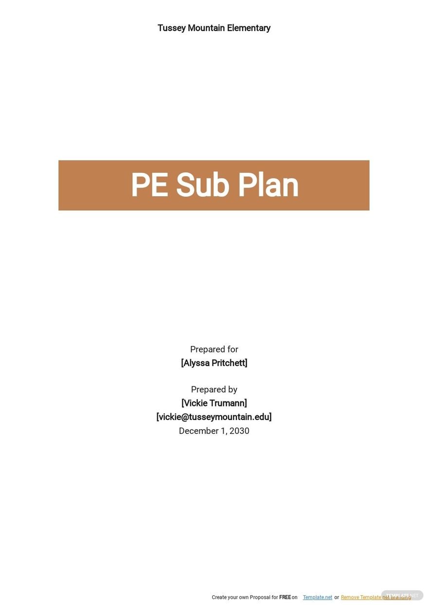 PE Sub Plan Template