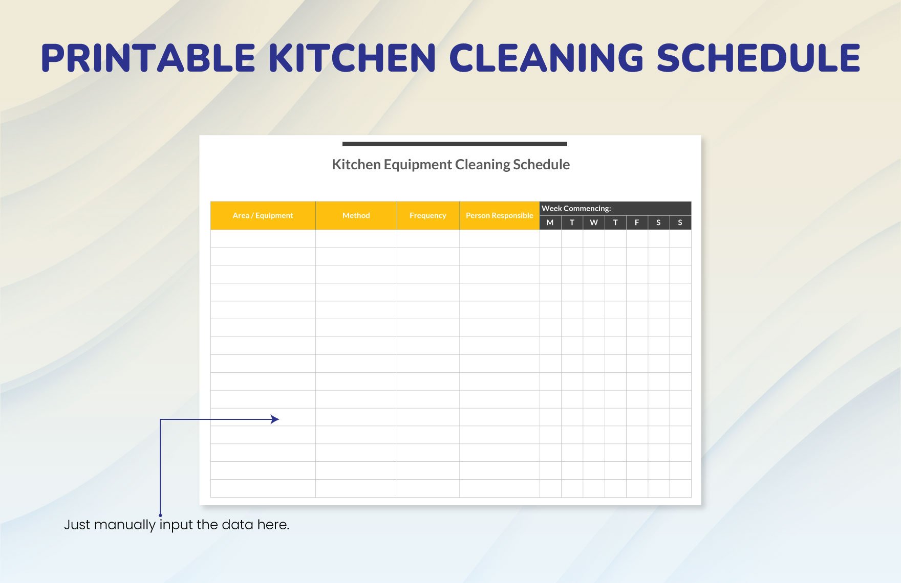 Printable Kitchen Cleaning Schedule Template