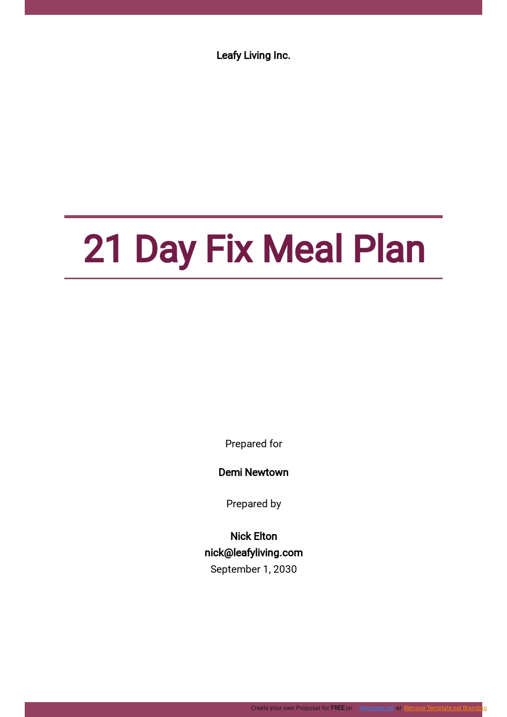 Editable Meal Plan Template - Google Docs, Word | Template.net