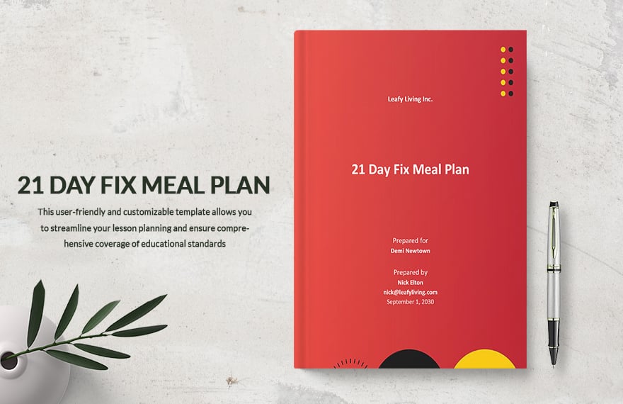 Simple 21 Day Fix Meal Plan Template