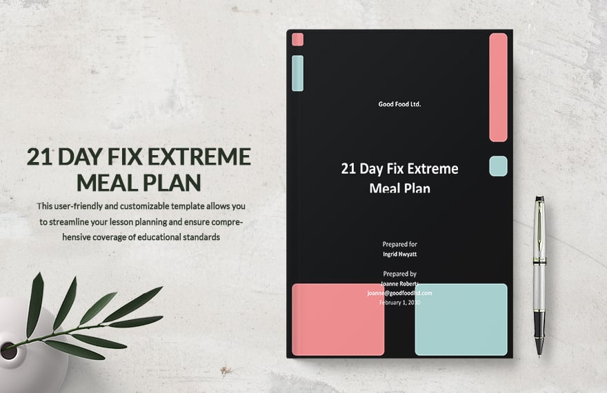 21 Day Fix Extreme Meal Plan Template