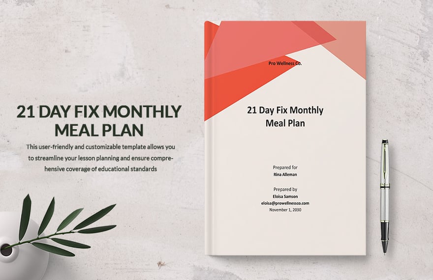 21 Day Fix Monthly Meal Plan Template