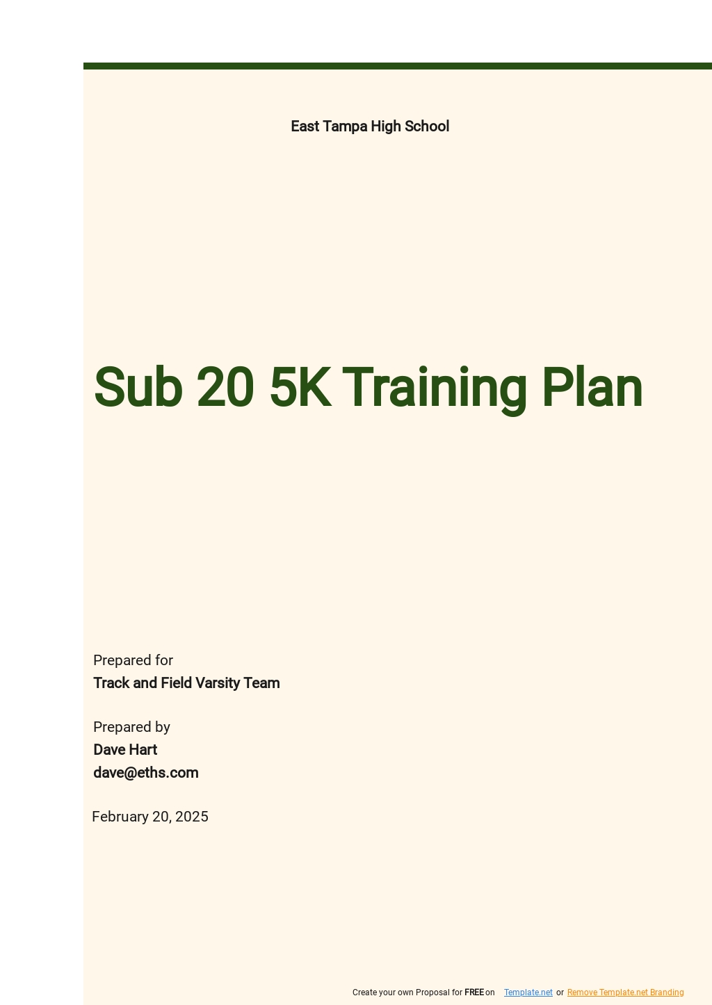 Sub 20 5k Training Plan Template