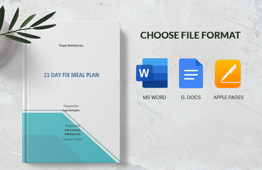 21 Day Fix Meal Plan Template
