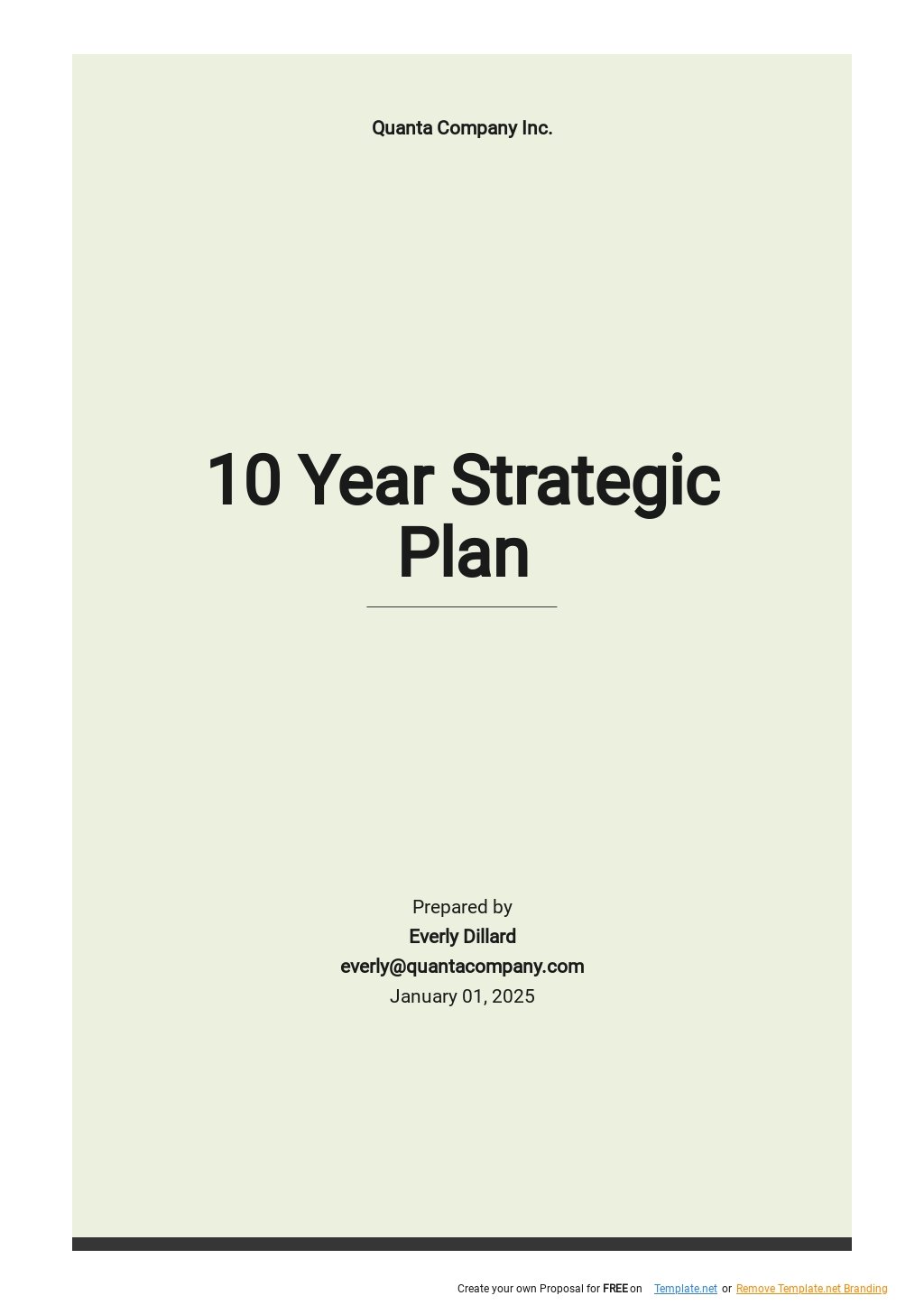 10 Year Plan Template Free