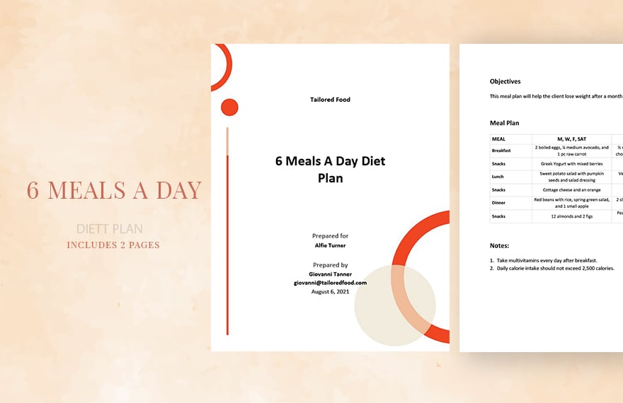 6 Meals A Day Diet Plan Template