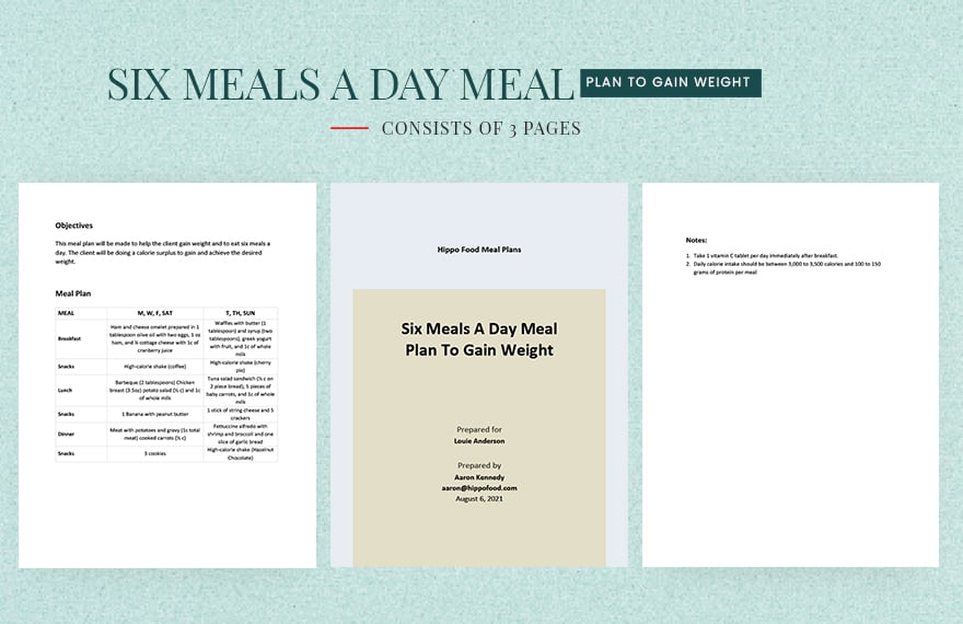 6 Meals A Day Meal Plan To Gain Weight
