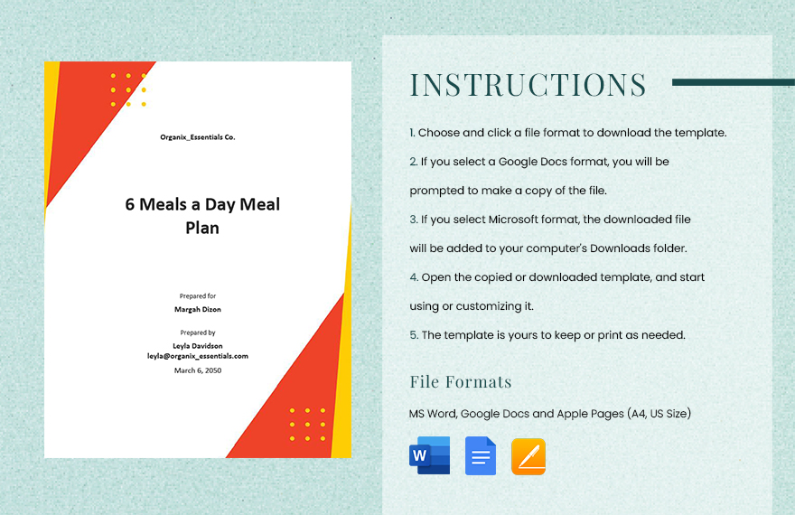 6 Meals a Day Meal Plan Template