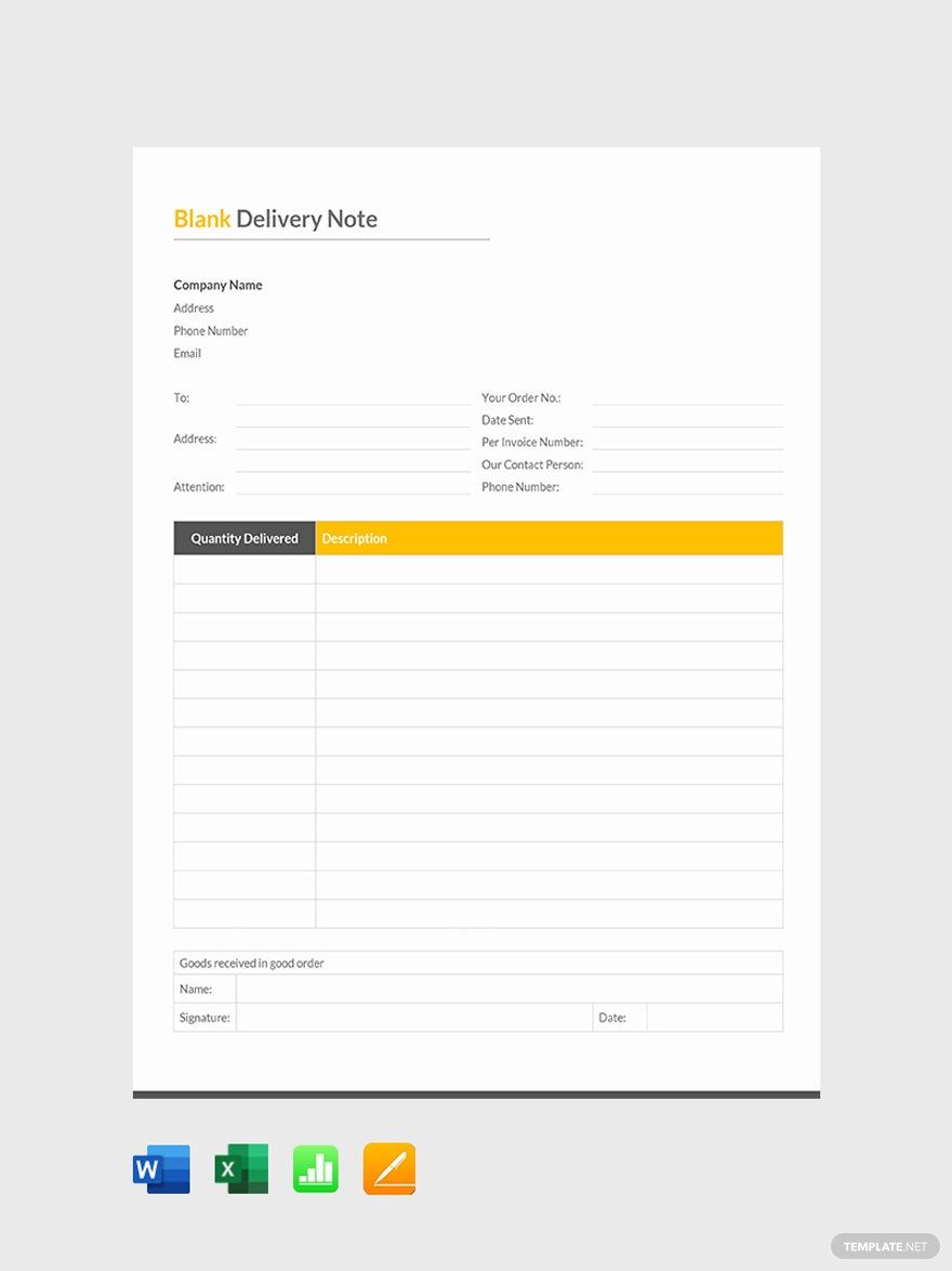 Blank Delivery Note Template Download In Word Google Docs Excel 