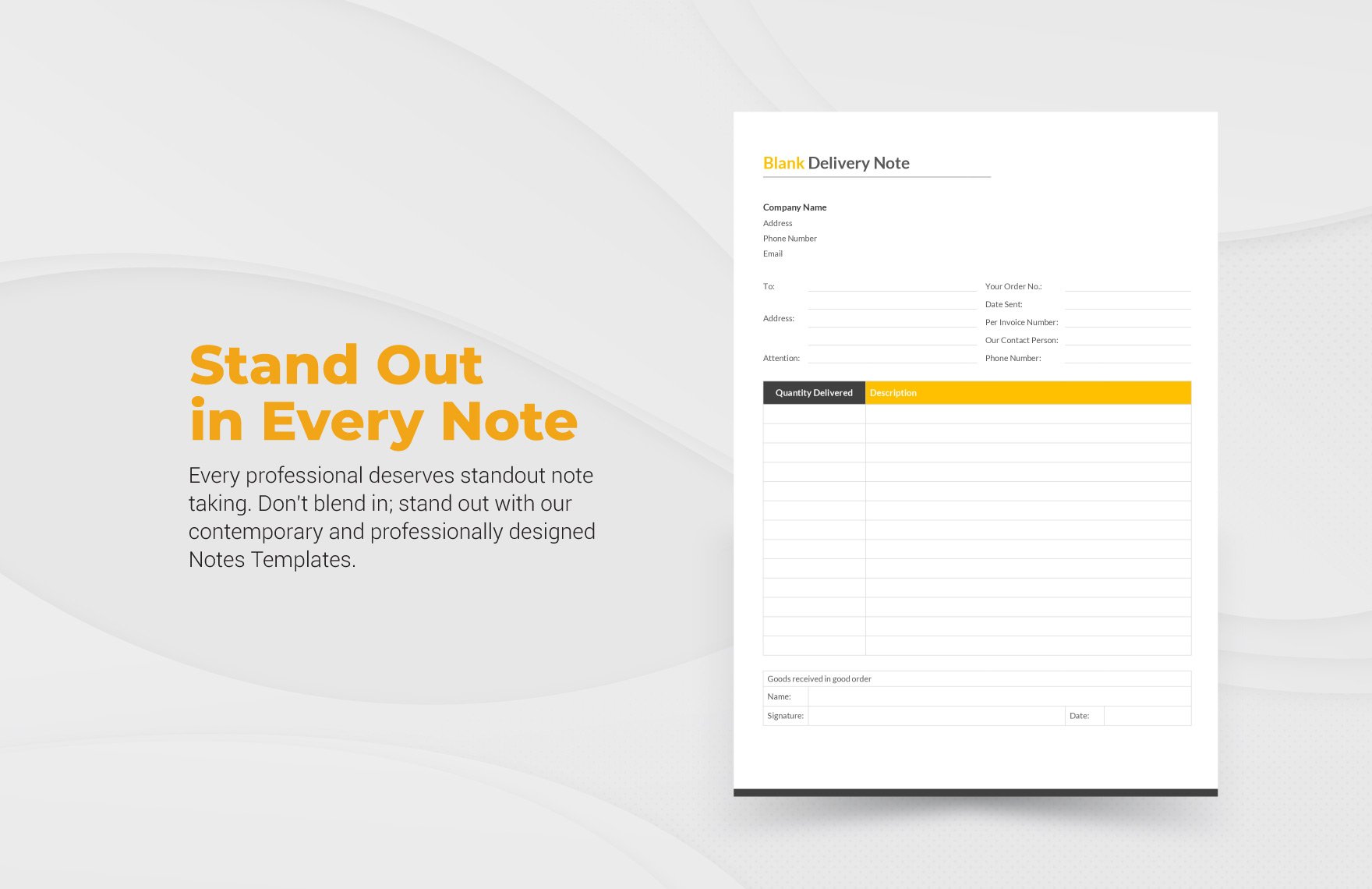 Blank Delivery Note Template