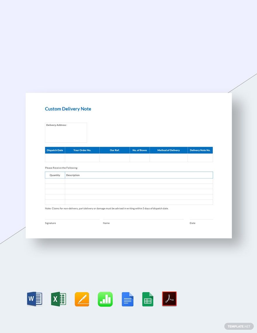 Free Custom Delivery Notes Template