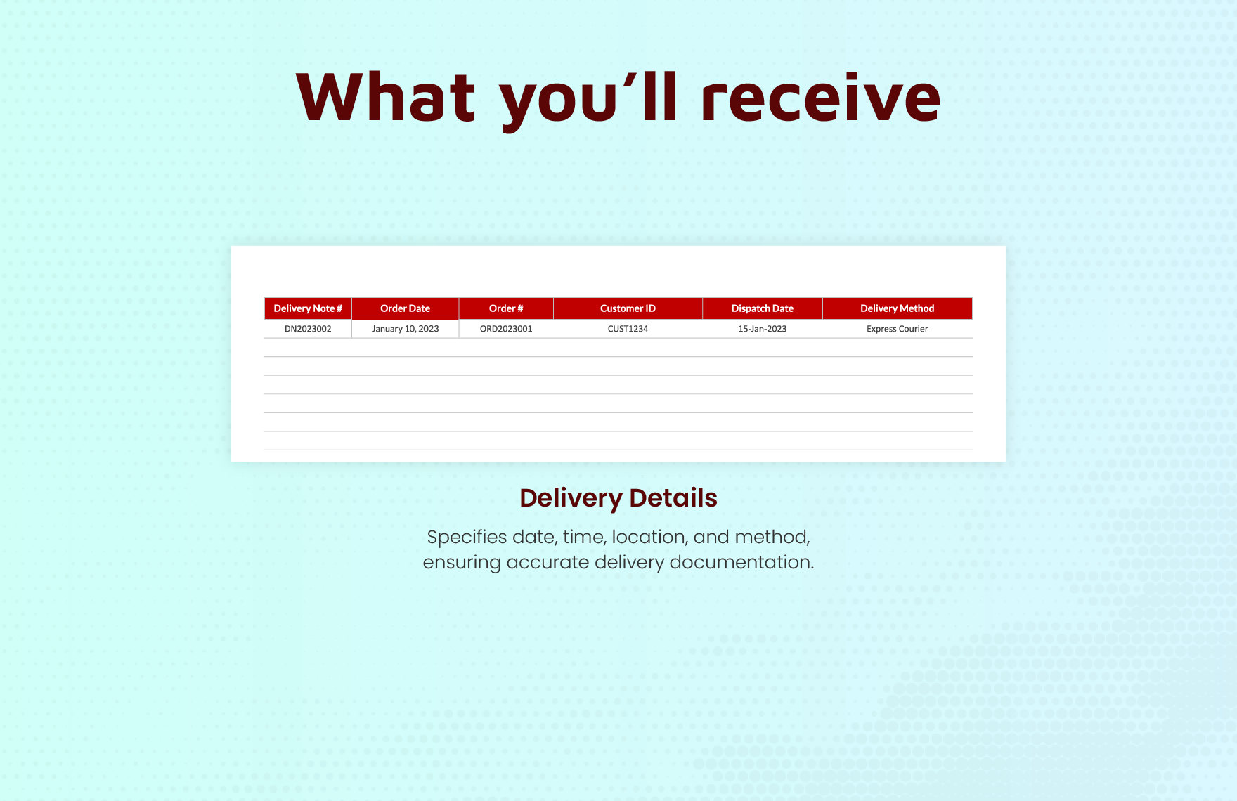 Delivery Note Example Template