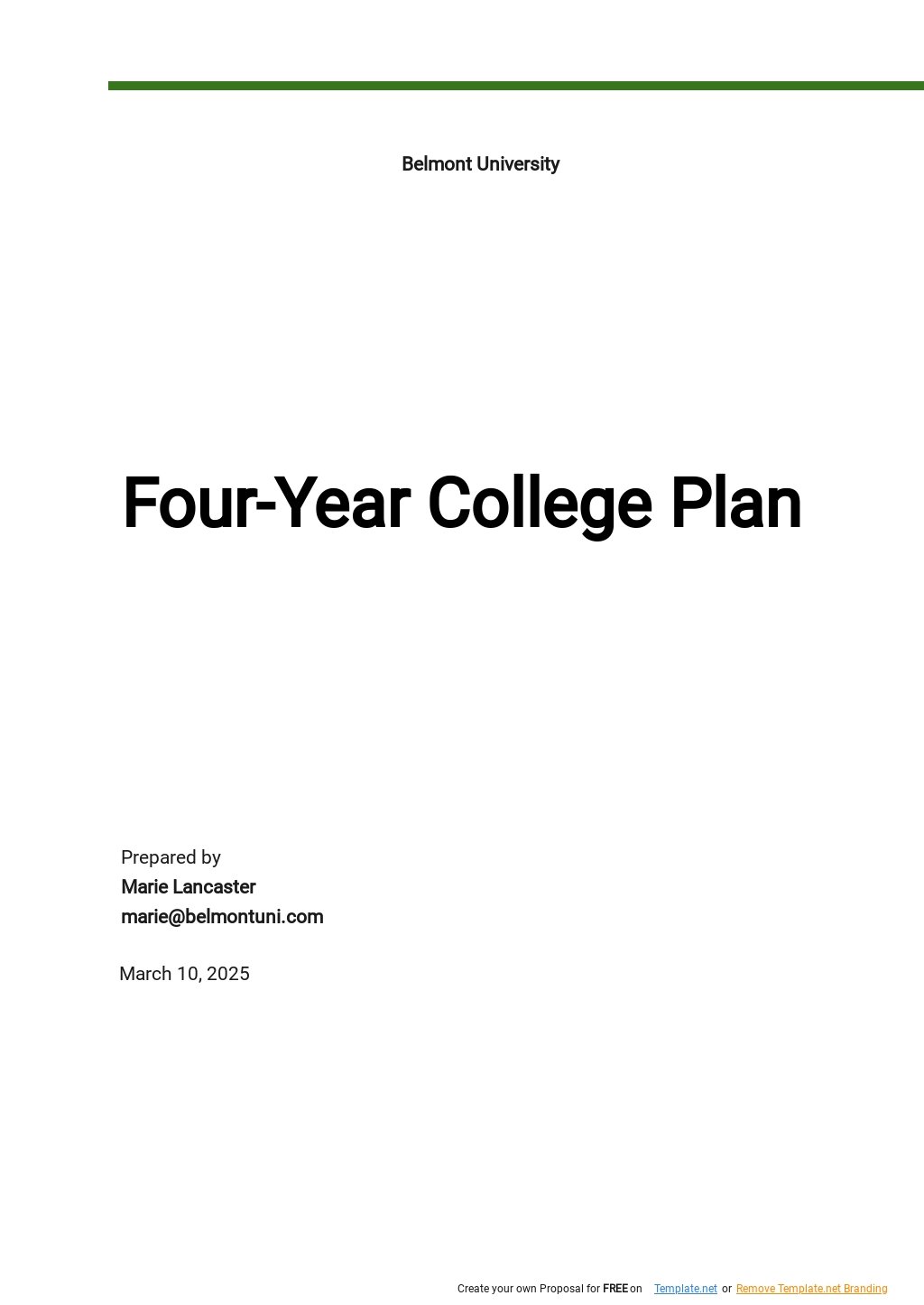 FREE 4 Year College Plan Template in Google Docs