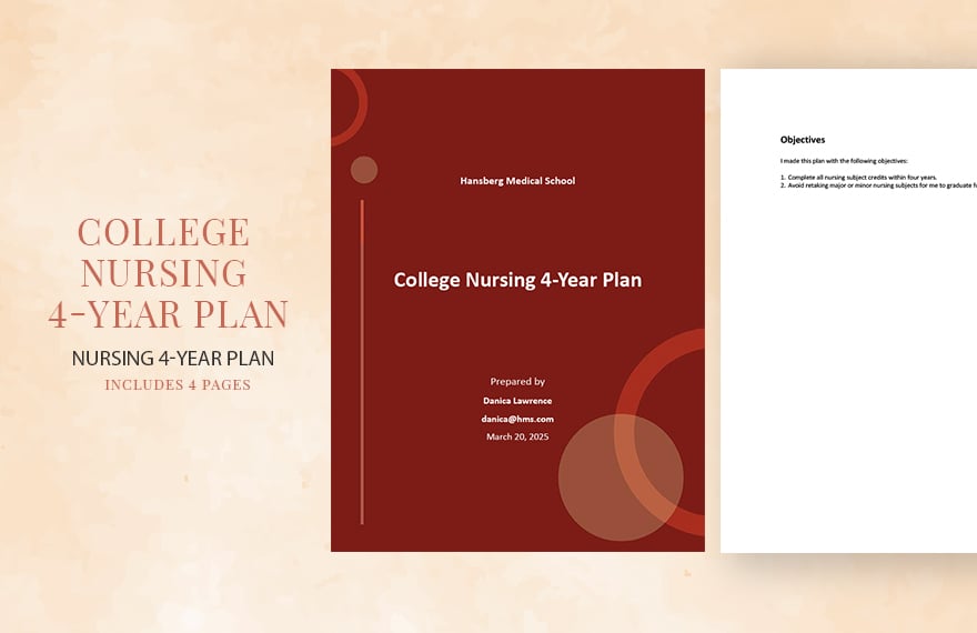 College Nursing 4 Year Plan Template