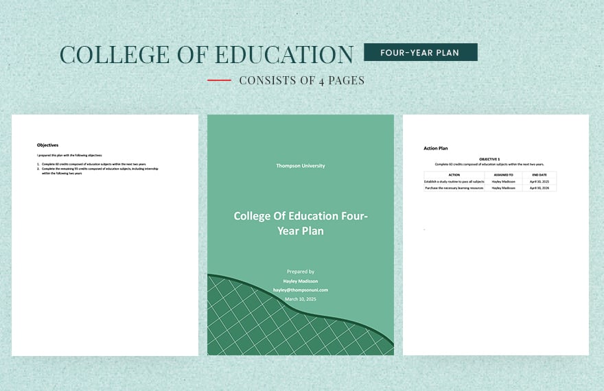 College of Education 4 Year Plan Template