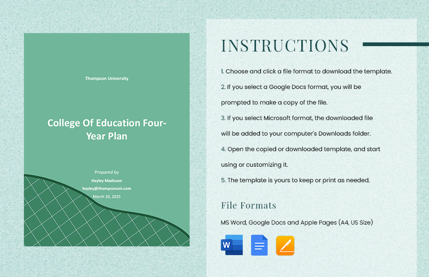 College of Education Year Plan Template