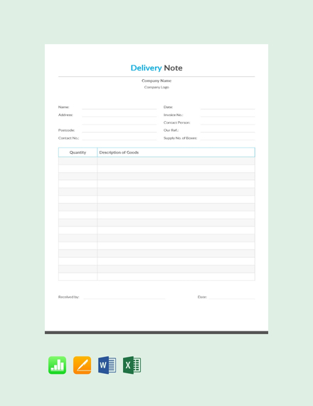 Goods Dispatch Note Sample Master Template