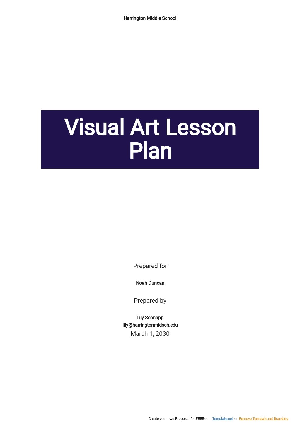 Visual Art Lesson Plan Template