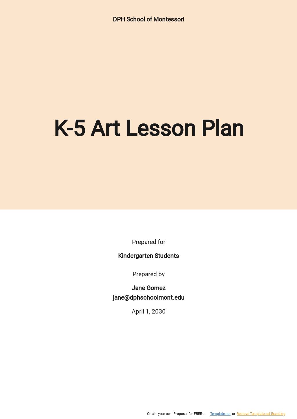 K-5 Art Lesson Plan Template