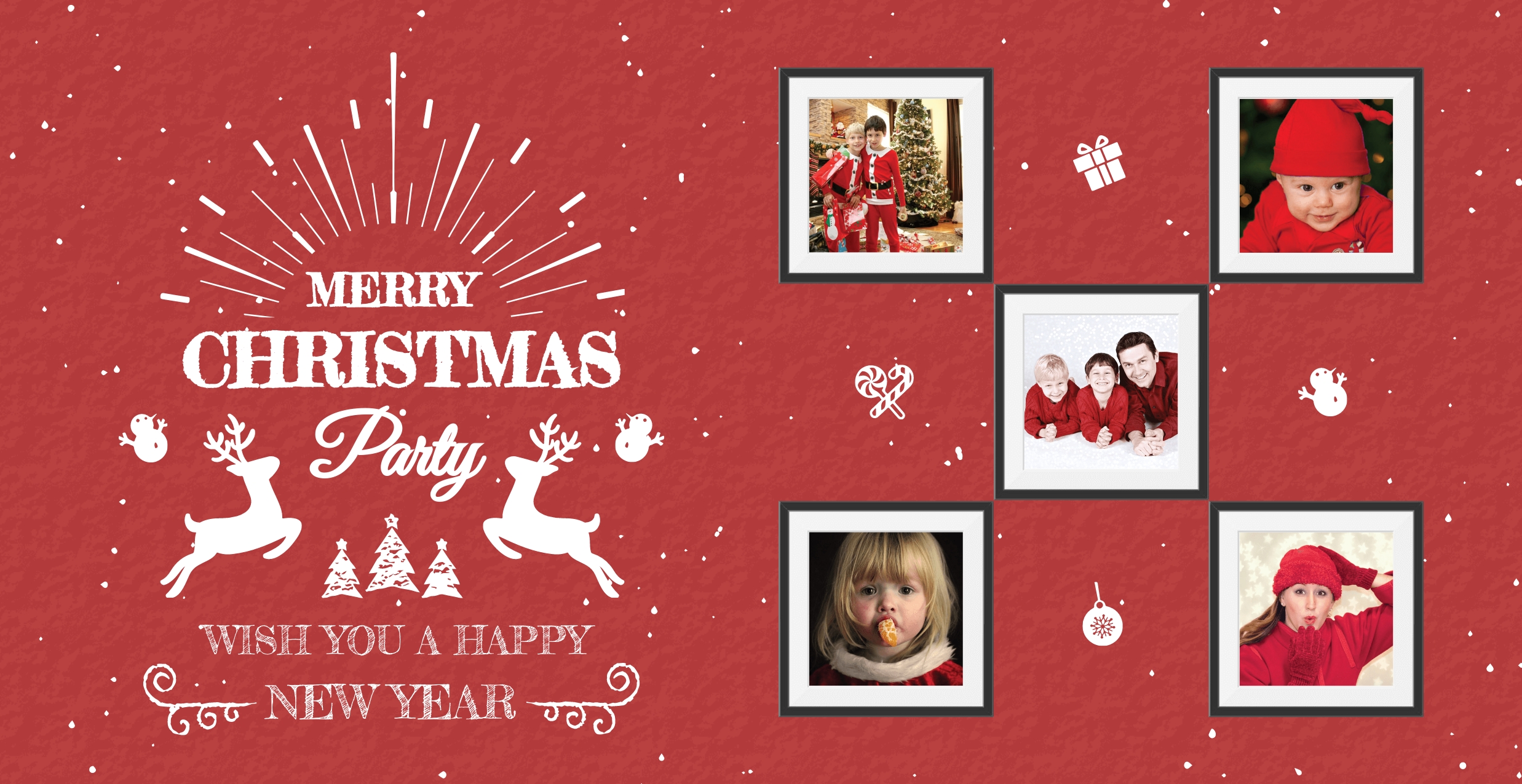 Free Retro Christmas Family Photo Card Template