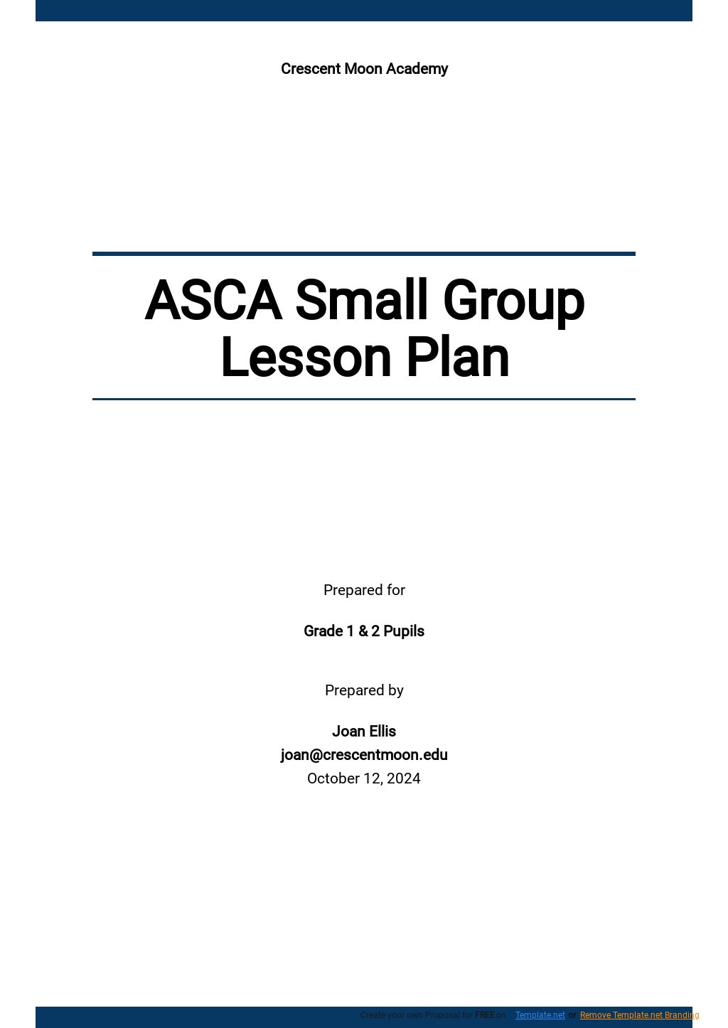 Free ASCA Small Group Lesson Plan Template