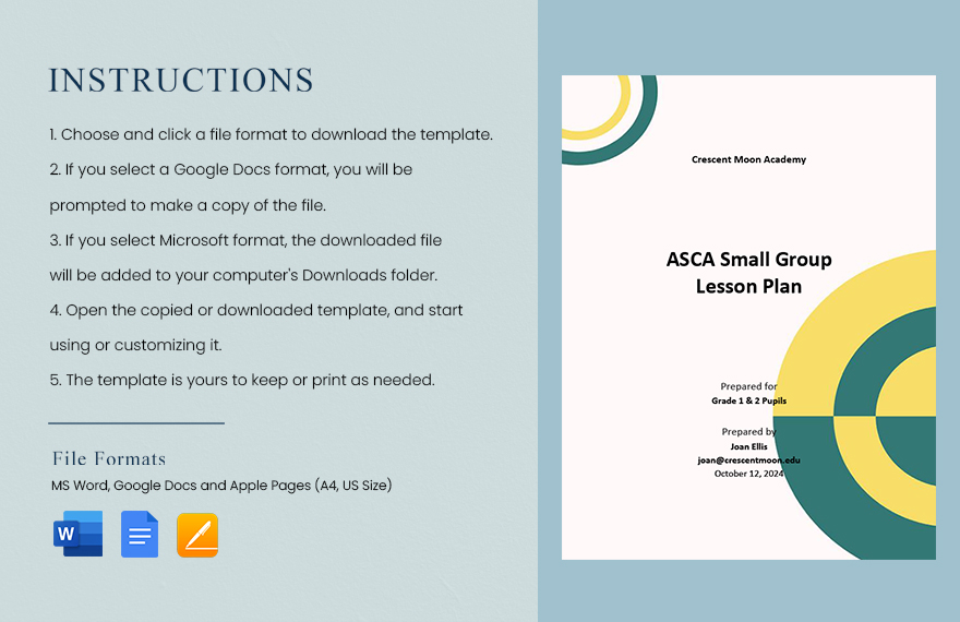 ASCA Small Group Lesson Plan Template