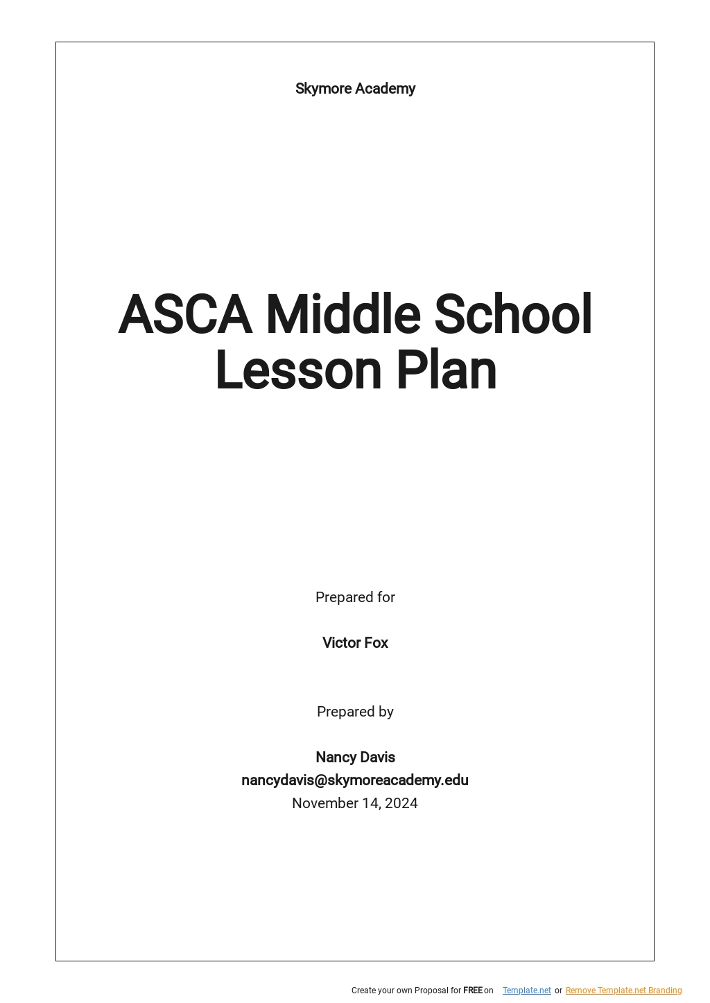 Asca Lesson Plan PDF Templates Free Download Template