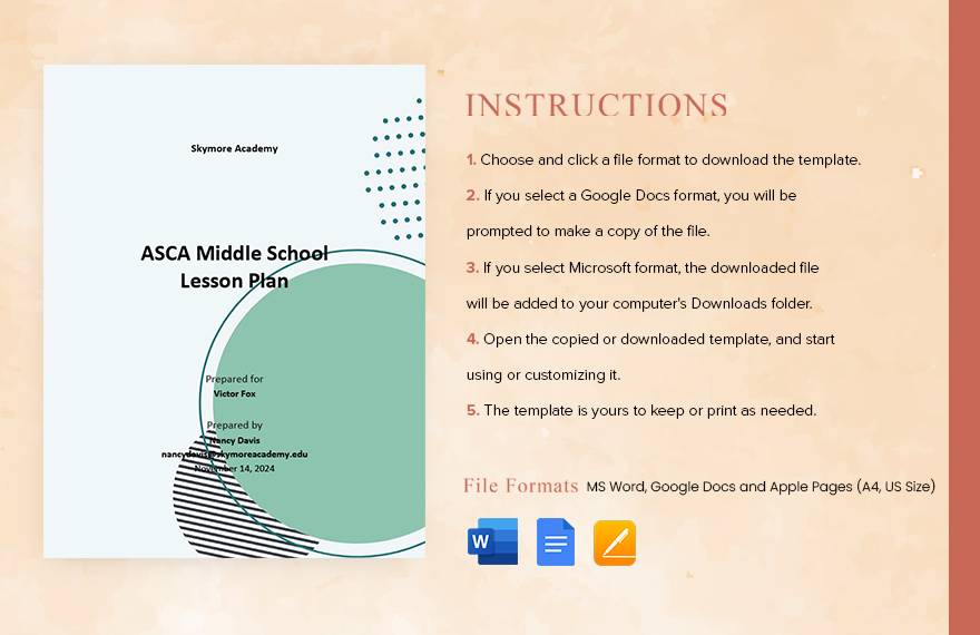 ASCA Middle School Lesson Plan Template