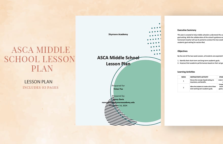 ASCA Middle School Lesson Plan Template