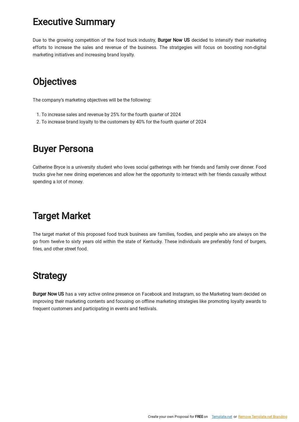 Food Truck Marketing Plan Template