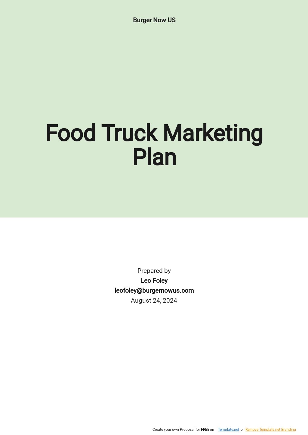 written food truck business plan