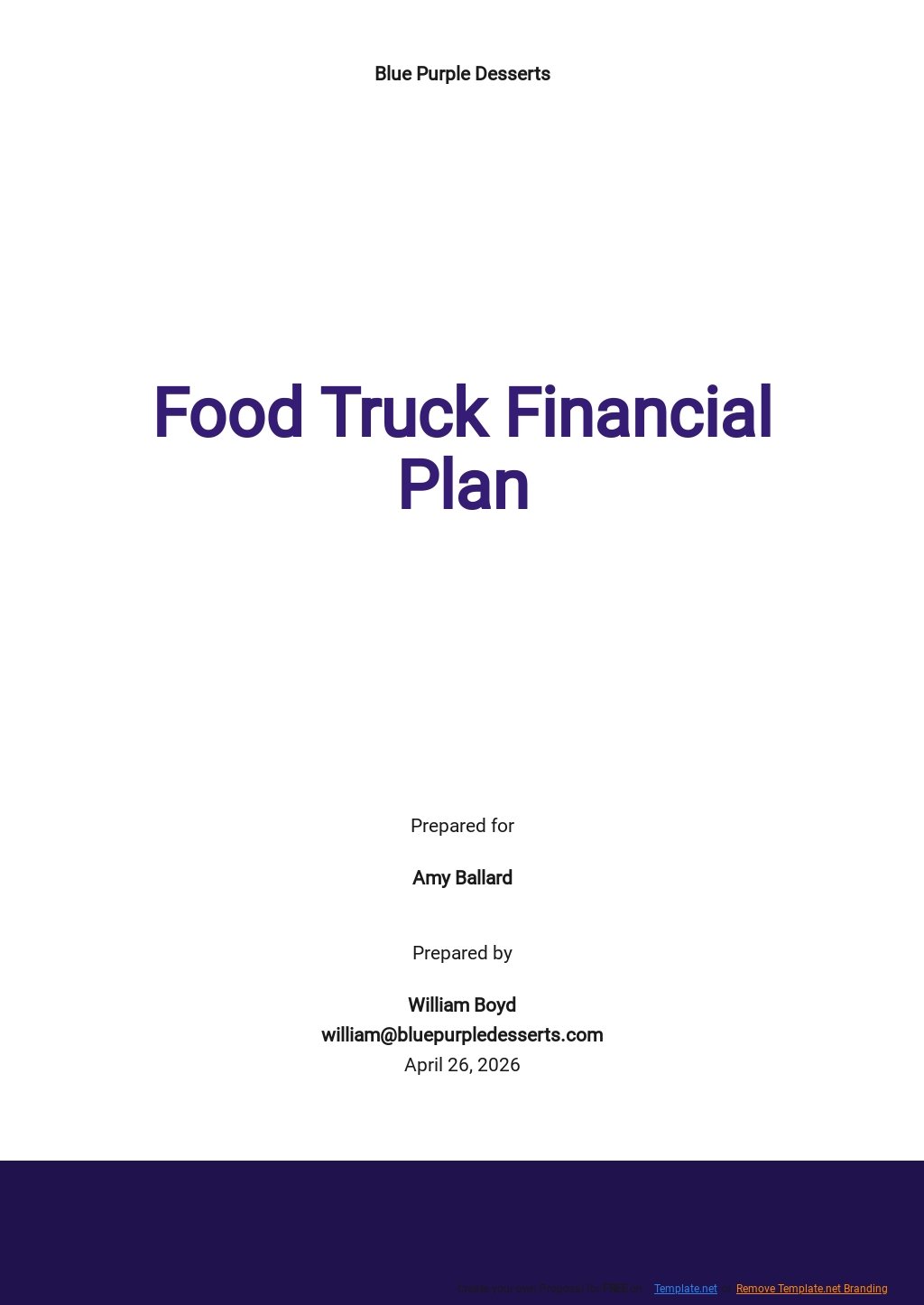 Food Truck Financial Plan Template