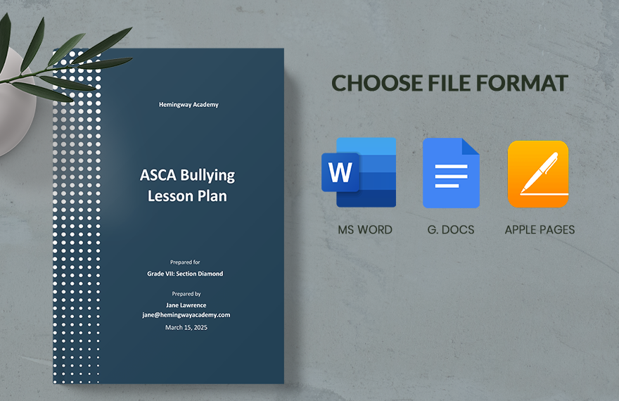 ASCA Bullying Lesson Plan Template