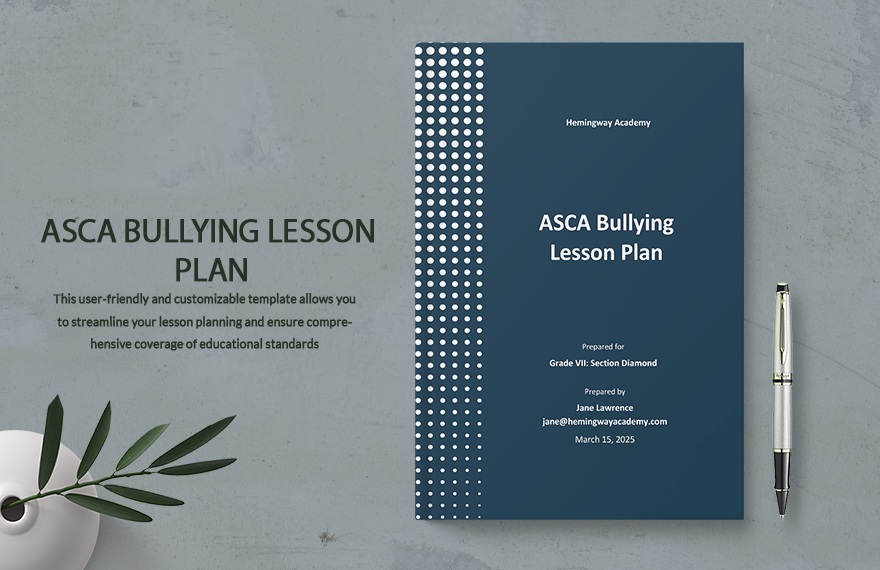Free ASCA Bullying Lesson Plan Template