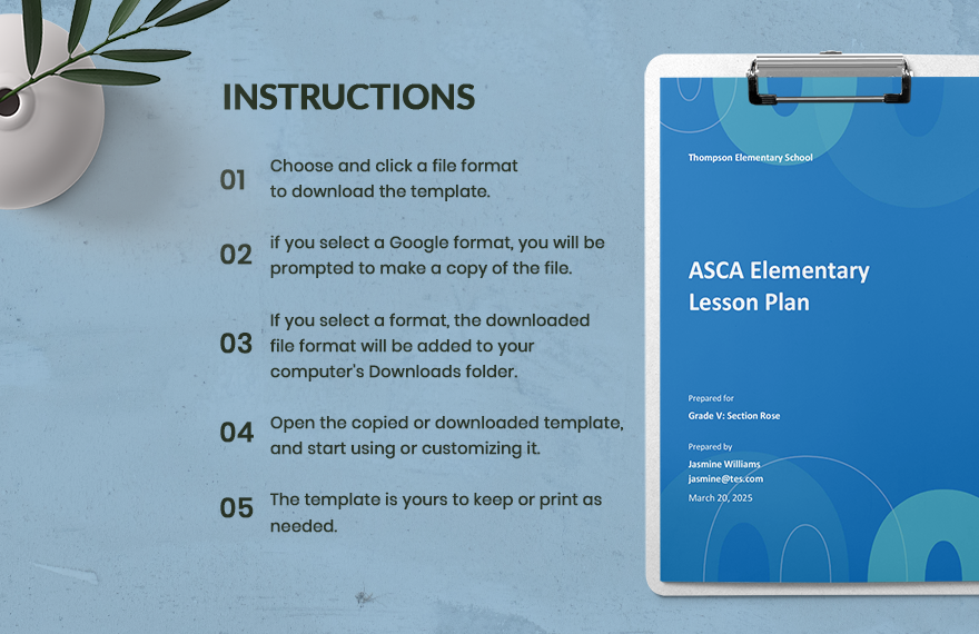 ASCA Elementary Lesson Plan Template