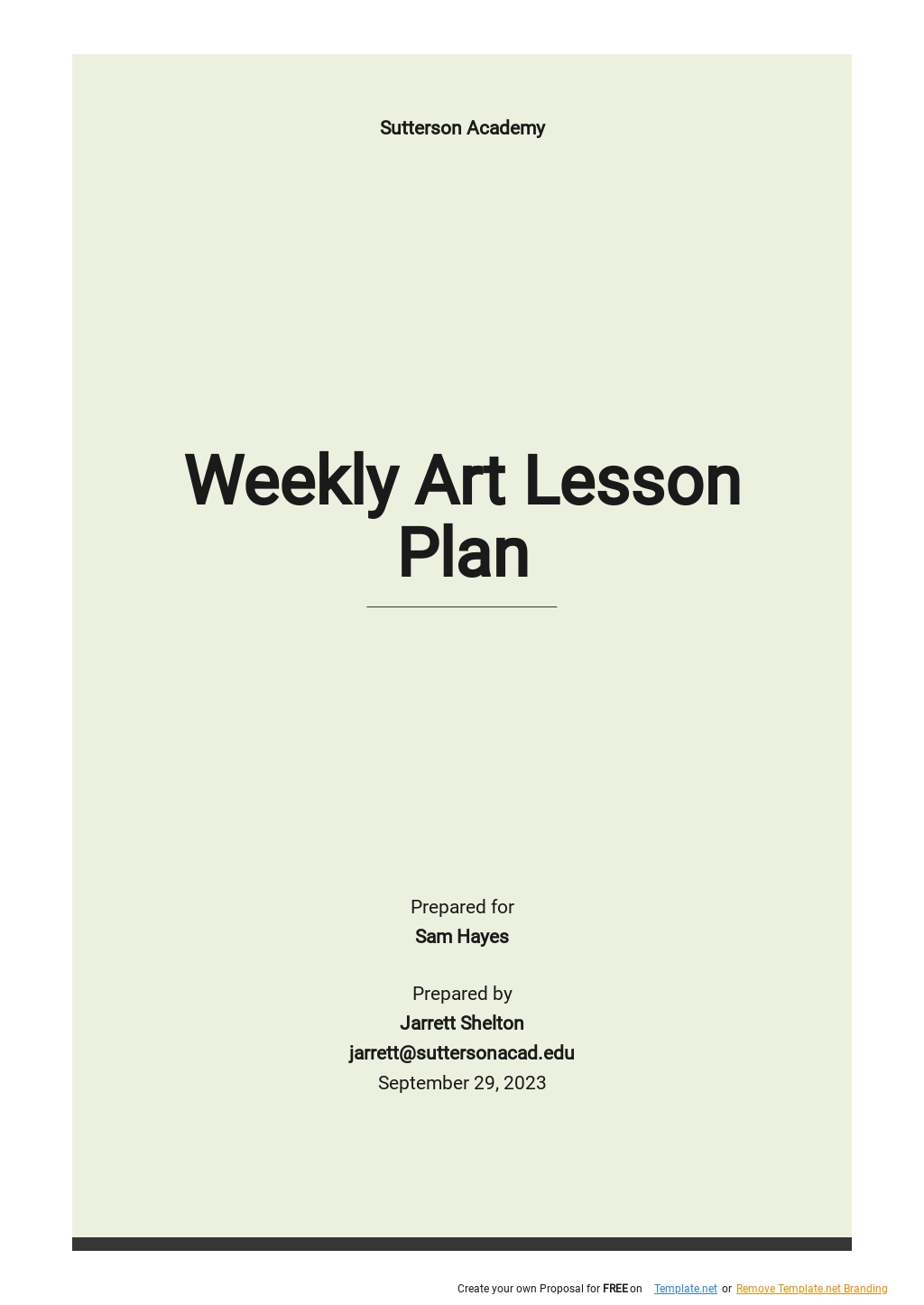 Weekly Art Lesson Plan Template
