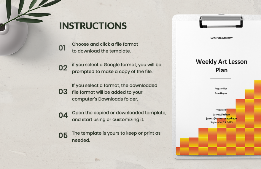 Weekly Art Lesson Plan Template